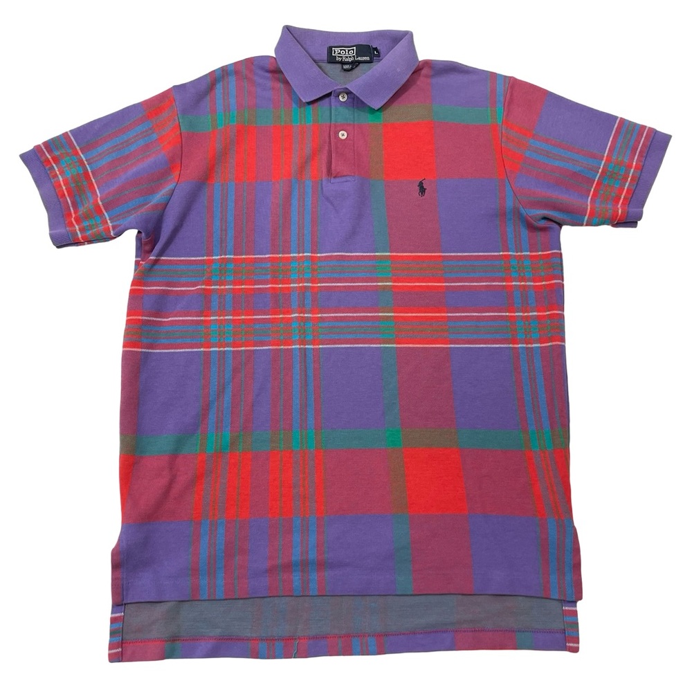 Vintage 1990s Polo Ralph Lauren Plaid Size L Purple Shirt